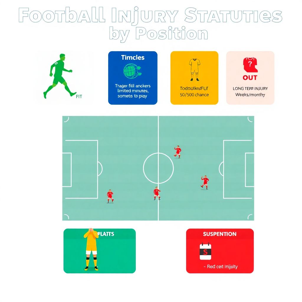 Статусы травм по позициям: голкиперы, защитники, полузащитники, нападающие